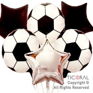 SET DE GLOBOS METALIZADO PELOTA FUTBOL 6 UNIDADES X 1